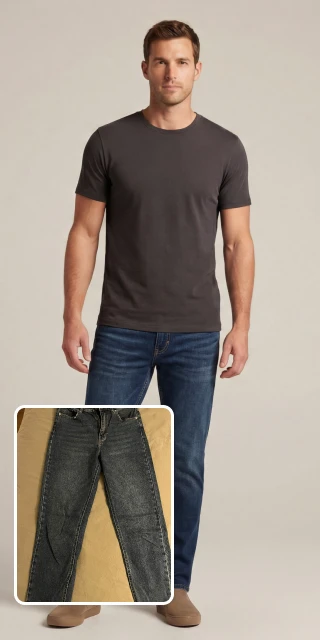 Long pants combined before and after placeholder